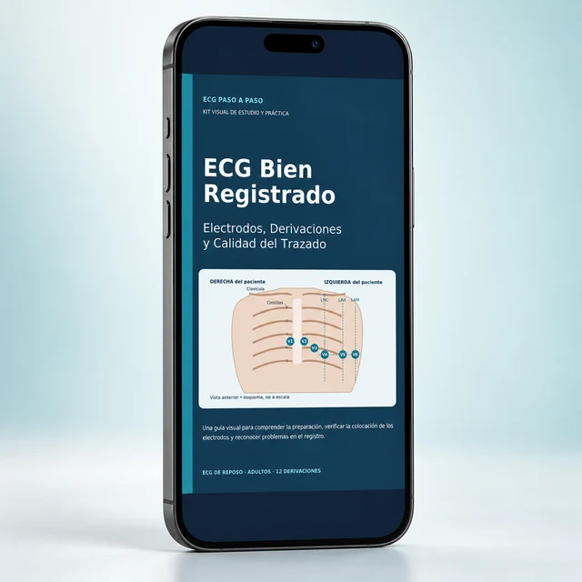 ECG Bien Registrado: ebook presentado en un celular